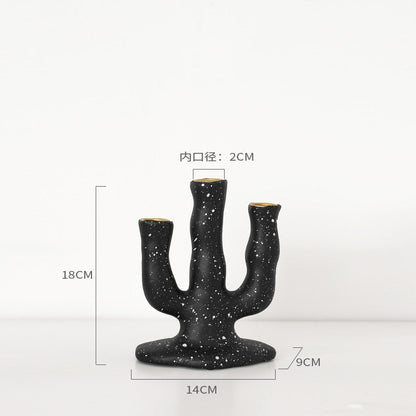 Ink Dot Resin Candle Holders Candlestick Photography Table Candle Stand Exquisite Candlestick Nordic Table Home Decor