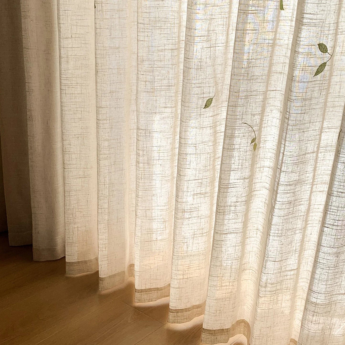 French Embroidered Bird Linen Curtain For Living Room, Privacy Sheer Curtain For Bedroom, Machine Washable .Easy Install Curtain