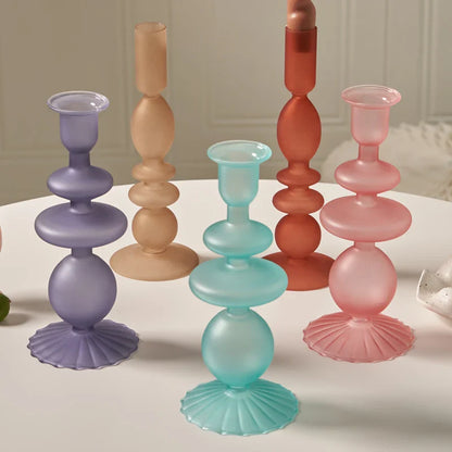 1pc Matte Glass Candle Holders Home Decoration Candlestick Birthday Candle Holder Dining Table Decoration Candle Home Decore