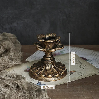 1Pc Antique Candlestick Resin Candle Accessory Retro Candle Holder French Candle Sconce Nostalgic Candlestick Home Decor GiftsWF