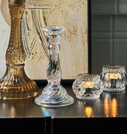 Decorative Crystal Candle Holders for Table Wedding Table Centerpiece Candle Stand Clear Glass Candlestick Holder Home Decor