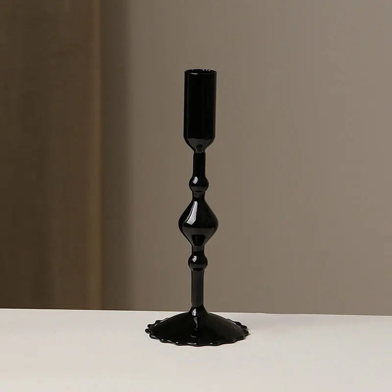 Retro Glass Candle Holder Wedding Supplies Candlelight Dinner Candlestick Props Ornament High Footed Candlestick Home Decoration