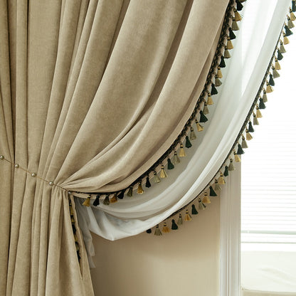 Blackout Curtains Living Room Retro American Chenille Bedroom Window Curtains IG Living Room Modern Elegant Solid Color Curtain