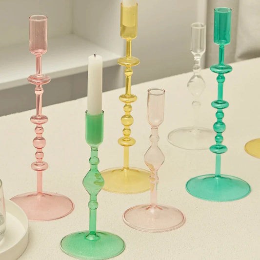 Slim Candlestick Holder Glass Candle Holders Home Decor Glass Table Candle Stand Holder Creative Decoration Ornament