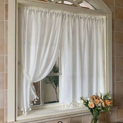 Korean style window screens are opaque and perforated-free. hook and loop curtains, bay windows, balcony floor-to-ceiling window