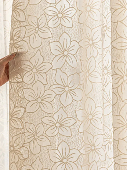 French Style Living Room Curtain Cream Beige Bedroom Decorative Curtains Floral Pattern Light-transmitting Study Curtains IG 커튼