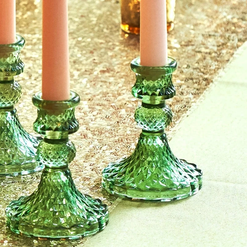 Taper Candle Holders Crystal Glass Candlestick Holder Decorative Candle Stand Centerpiece for Table Wedding Dinning Party