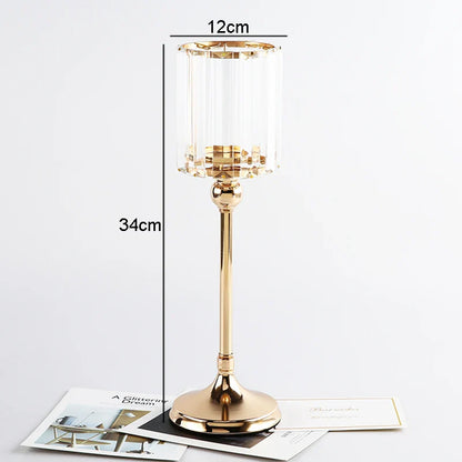 Glass Candle Holder Metal Stand Storage Ornament Candlestick Household Desktop Simple Crafts Candle Holder Candelabra Decoration