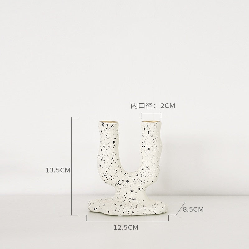 Ink Dot Resin Candle Holders Candlestick Photography Table Candle Stand Exquisite Candlestick Nordic Table Home Decor