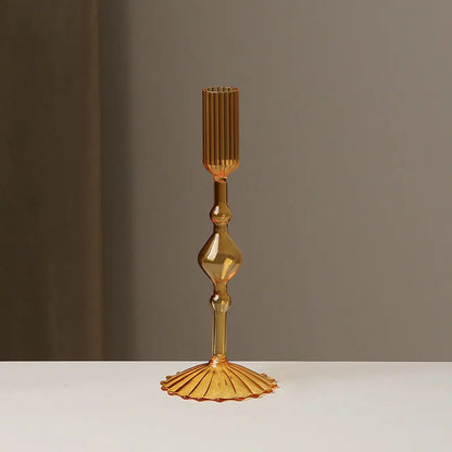 Retro Glass Candle Holder Wedding Supplies Candlelight Dinner Candlestick Props Ornament High Footed Candlestick Home Decoration