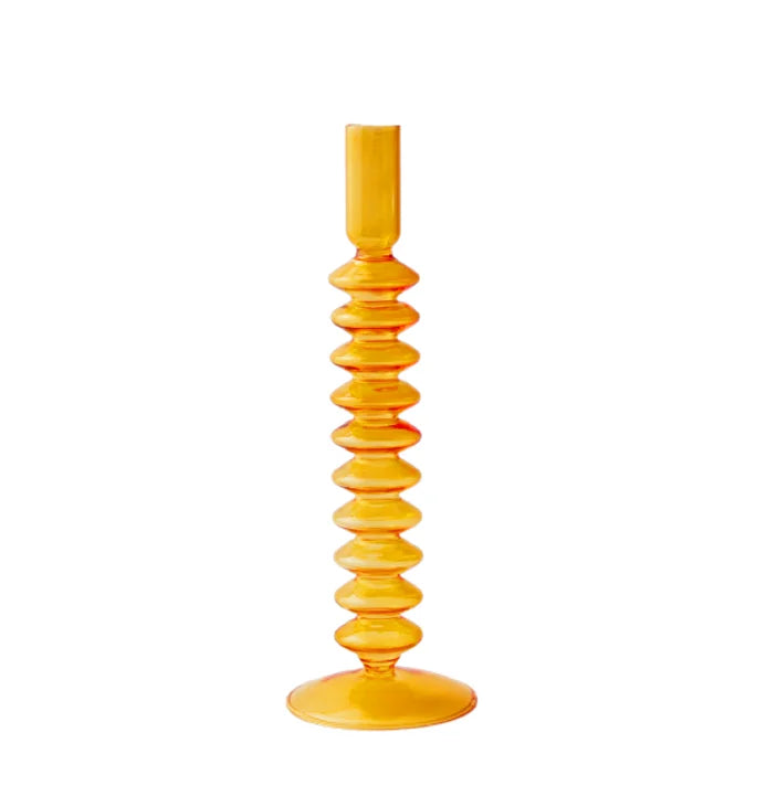 Nordic Orange Glass Taper Candle Holder Creative Home Decor Wedding Party Dinner Candlelight Decoration Living Room Candlestick