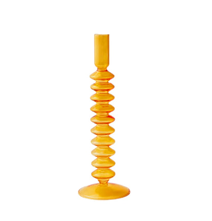Nordic Orange Glass Taper Candle Holder Creative Home Decor Wedding Party Dinner Candlelight Decoration Living Room Candlestick