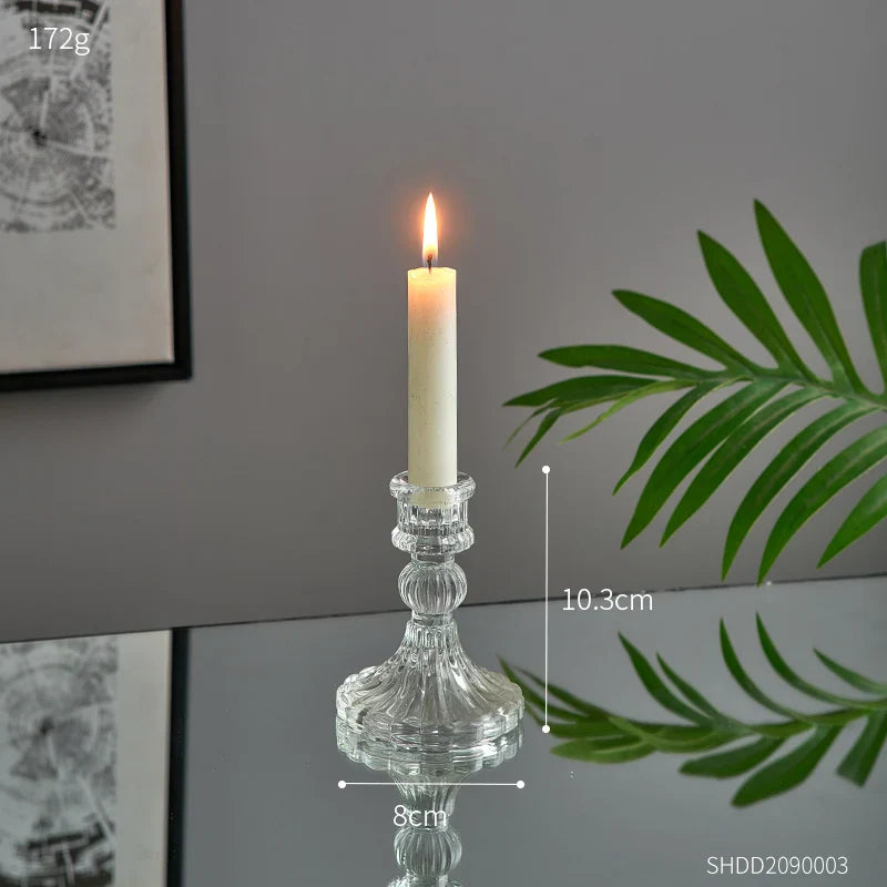 Novelty Glass Candle Holder Nordic Decor Candlestick Romantic Candle Stand Desk Accessories Wedding Centerpieces Ornament Gifts