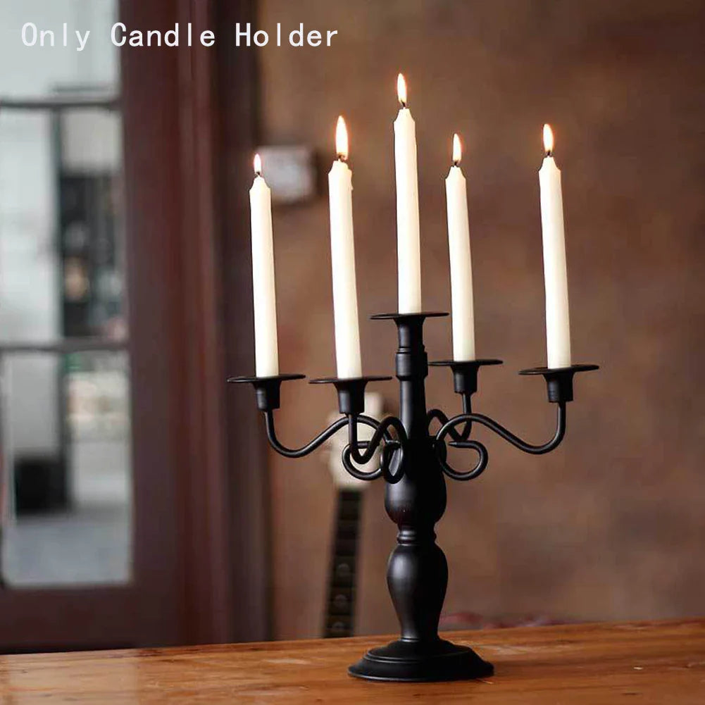 Vintage Dining Table Decor Candlestick Stand Desktop Candelabra Home Party Wedding Decoration Retro Candlestick Candle Holder