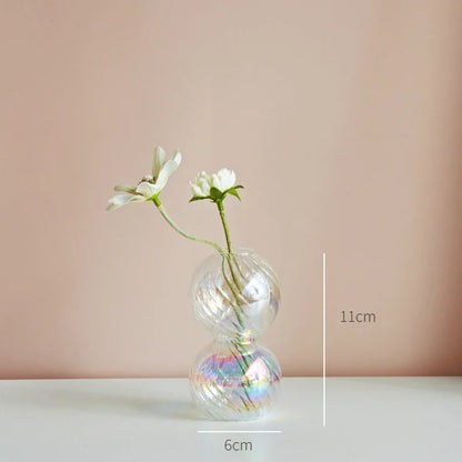 Glass Candle Holder Home Decor Nordic Rainbow Vase Flower Table Living Room Decoration Candlestick Holder for Wedding