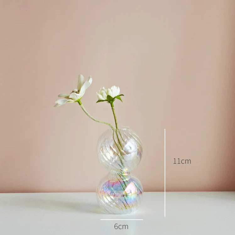 Glass Candle Holder Home Decor Nordic Rainbow Vase Flower Table Living Room Decoration Candlestick Holder for Wedding