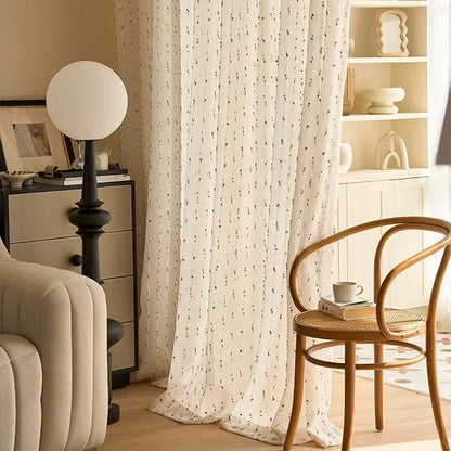 1 Panel Rural Style Living Room, Bedroom, Natural Flaxseed Bean Curtains, Semi Transparent Gauze Curtains