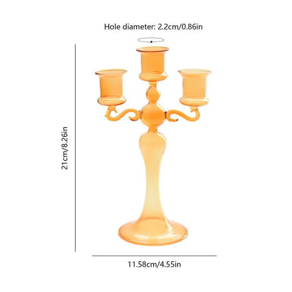 3 Heads Retro Transparent Candlesticks Taper Candle Holders Tall Candlesticks Decoration Party Glass Home Decor Wedding Decor