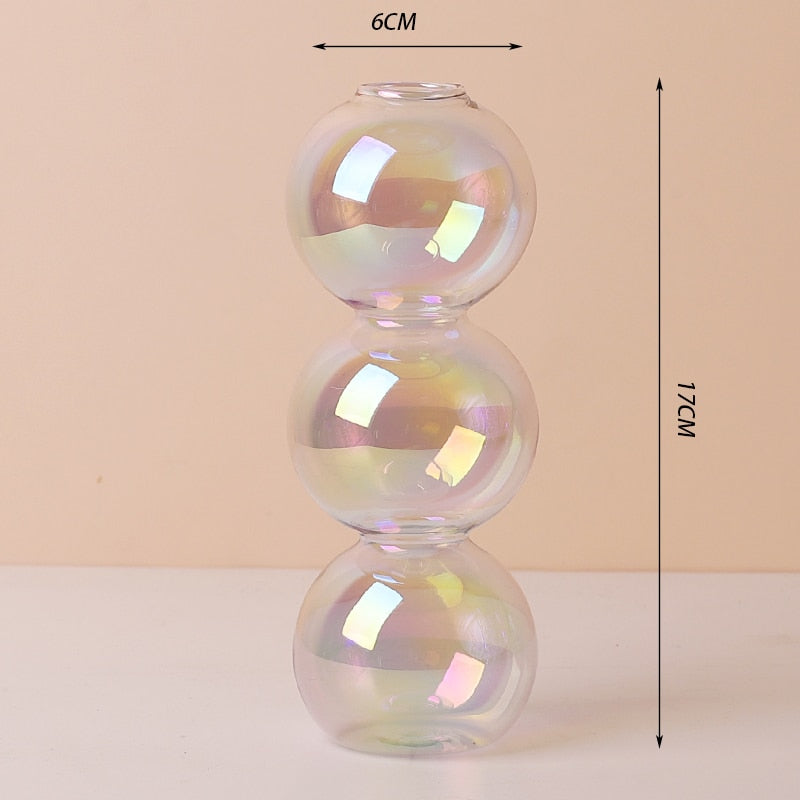Luxury Iridescent Candle Holders Decor for Table Nordic Rainbow Vase Flower Home Decoration Glass Candlestick Wedding Centerpiec