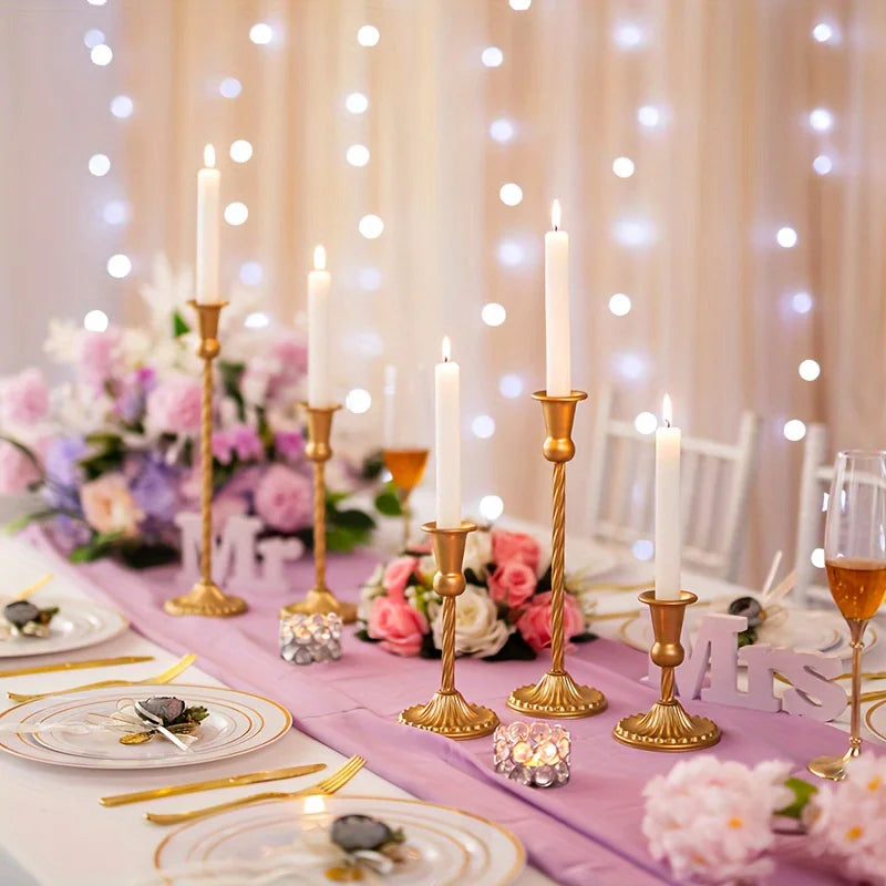 Ikeehome  Gold Candlestick Holders Set Of 5, Wedding Birthday Candlelight Dinner Table Centerpiece, Halloween And Christmas Decorations