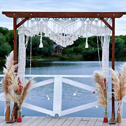 Nordic Handmade Cotton Wall Hanging Tapestry Macrame Wedding Backdrop Curtain Bohemia Tassel Wall Art Boho Home Decor