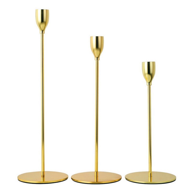 3Pcs/Set Chinese Style Metal Candle Holders Simple Golden Wedding Decoration Bar Party Living Room Decor Home Decor Candlestick