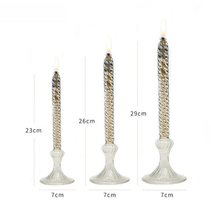 Rotate Transparent Glass Candle Holder Smokeless Glass Oil Lamps Candlestick Wedding Decor Romantic Candlelight Dinner Ornaments