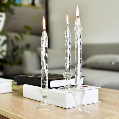 Rotate Transparent Glass Candle Holder Smokeless Glass Oil Lamps Candlestick Wedding Decor Romantic Candlelight Dinner Ornaments
