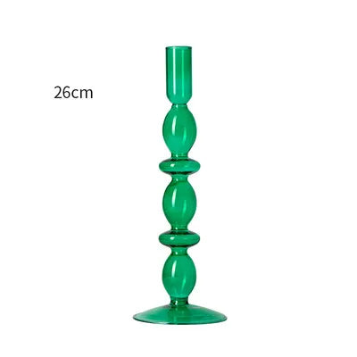 Red Glass Candle Holders Taper Candle Stand Christmas Candle Holder Candlestick Holder Christmas Decor Green Glass