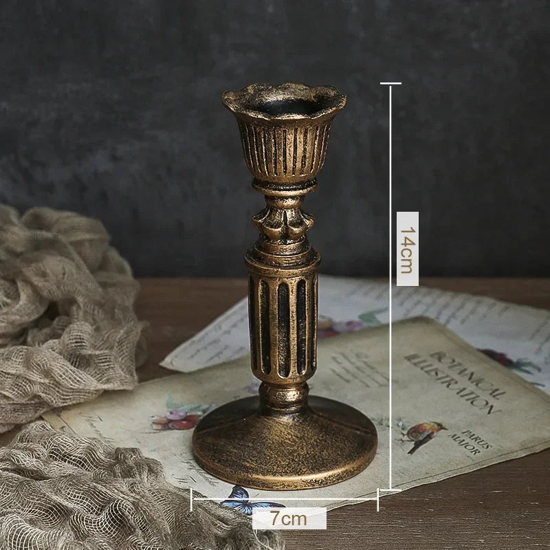 1Pc Antique Candlestick Resin Candle Accessory Retro Candle Holder French Candle Sconce Nostalgic Candlestick Home Decor GiftsWF