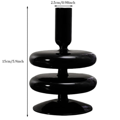 Black Glass Vases Glass Candle Holders for Wedding Home  Flower Vase Decoratio Candlestick Holder  Modern Living Room Decor