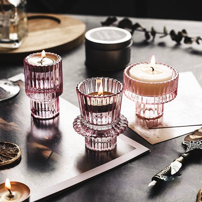 Nordic Tealight Holder Candlestick Candles Holders Table Candle Stand Romantic Candlestick Home Decoration Crystal Glass