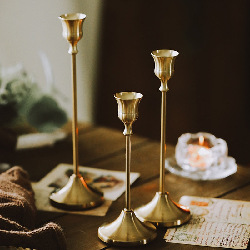 Retro Black Bronze Candle Holders Wedding Party Vintage Metal Candlestick Home Decor Christmas Candle Holders