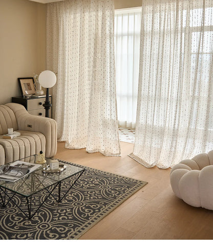 White Cute Candy Vertical Yarn Curtain for Kids Bedroom Living room Embroidered Window Screen Sheer Drape Study Home Decor