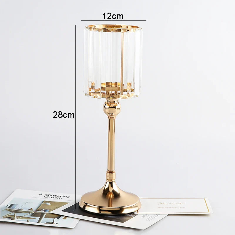 Glass Candle Holder Metal Stand Storage Ornament Candlestick Household Desktop Simple Crafts Candle Holder Candelabra Decoration