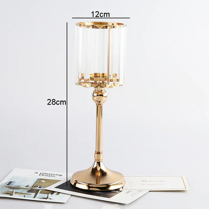 Glass Candle Holder Metal Stand Storage Ornament Candlestick Household Desktop Simple Crafts Candle Holder Candelabra Decoration