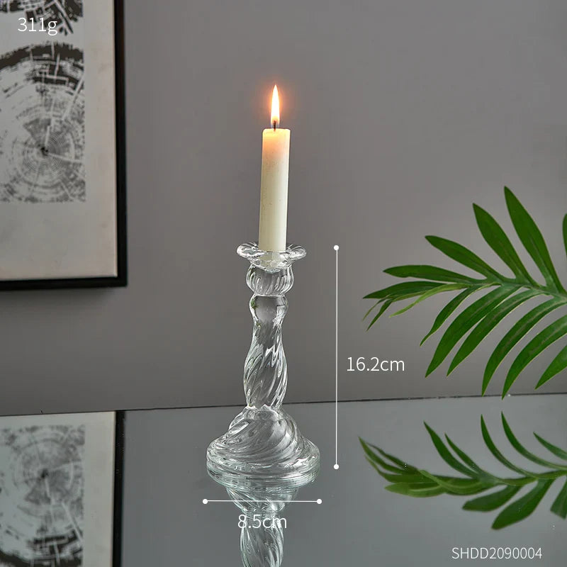 Novelty Glass Candle Holder Nordic Decor Candlestick Romantic Candle Stand Desk Accessories Wedding Centerpieces Ornament Gifts
