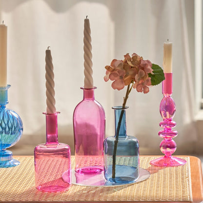 1pc Modern Decorative Bud Vase Flower Vases Nordic Vase Office Bedroom Bottle Vase Candlestick Holder Glass Vase for Home Decor