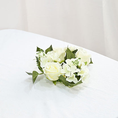 20Cm Rose Garland Candlestick Silk Artificial Flower Wreath For Candle Holder Window Props Home Party Wedding Table Decoration