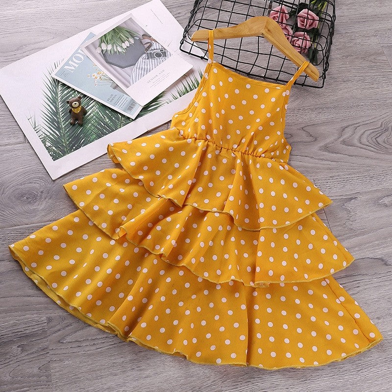 Girl's Chic Polka Dot Halter Dress