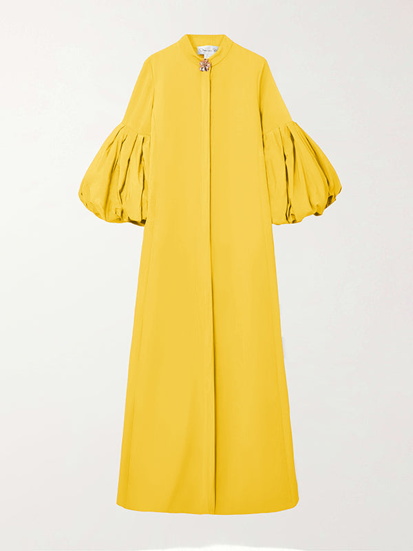 Loose Flower Shape Solid Color Stand Collar Evening Dresses Maxi Dresses