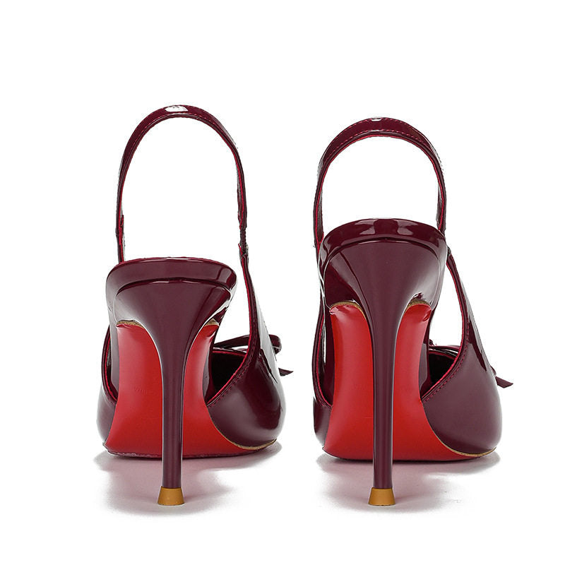 Bow Backless Stiletto Heel Sandals Pointed Toe