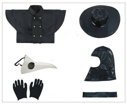 Halloween Medieval Punk Style Plague Doctor Costume Beak Crow Mask Costume 9201