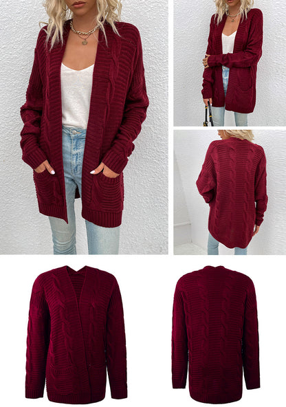 Fashion Twist Design Knitted Long Cardigan Sweaters