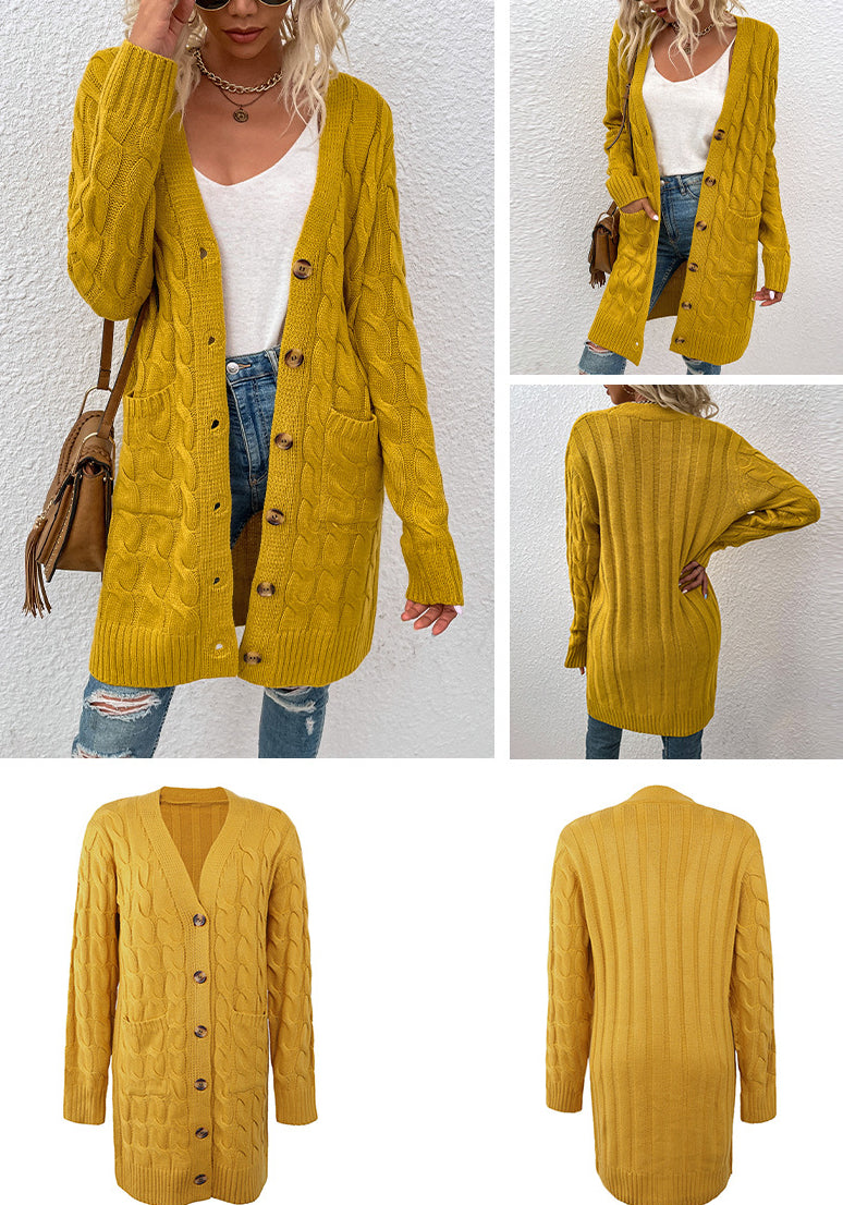 Casual Twist Design Long Cardigan Sweaters for Women