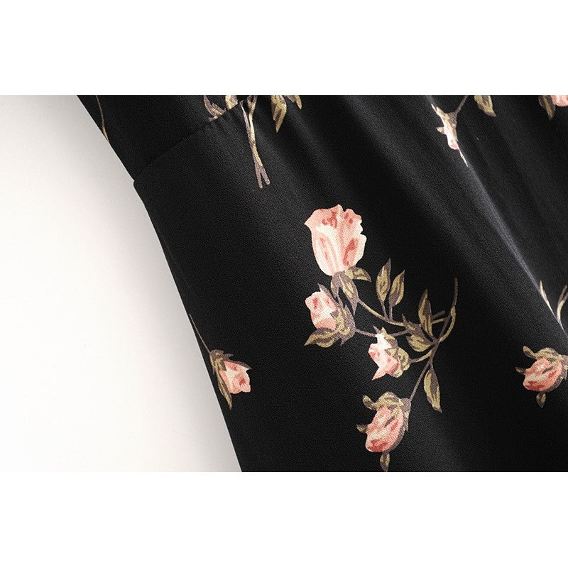Printed Waist Hem Sexy Slit Tank Dress