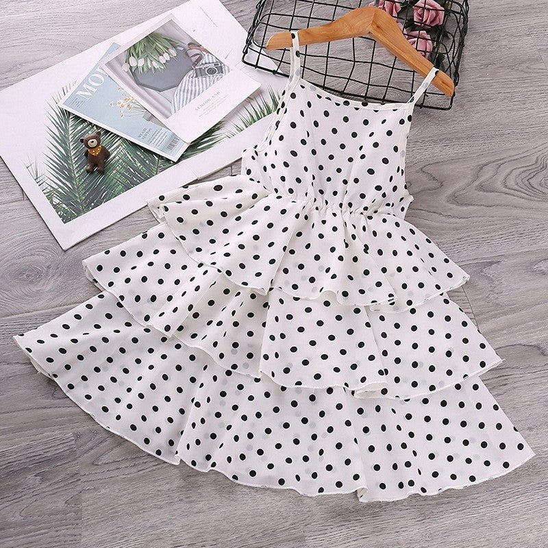 Girl's Chic Polka Dot Halter Dress