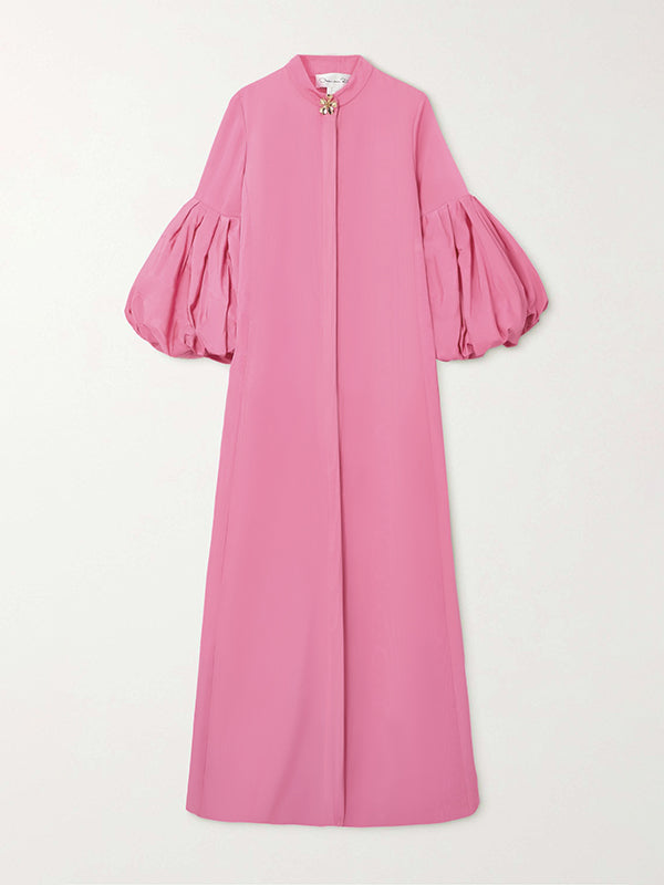 Loose Flower Shape Solid Color Stand Collar Evening Dresses Maxi Dresses