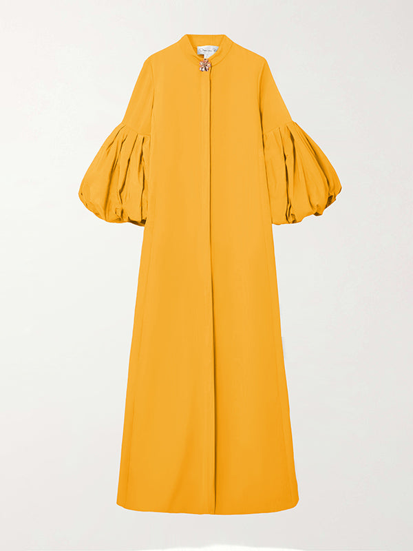 Loose Flower Shape Solid Color Stand Collar Evening Dresses Maxi Dresses