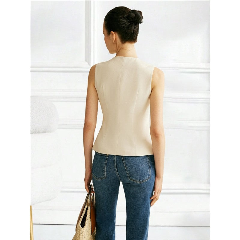 European Style Solid Sleeveless Vest